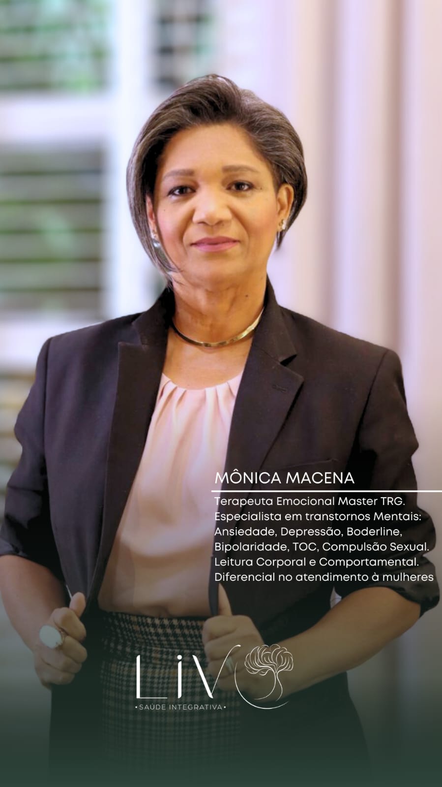 Mônica Macena — Terapeuta Emocional Master TRG na LIV Saúde Integrativa